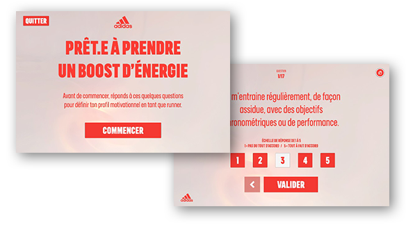 Questionnaire interactif Adidas